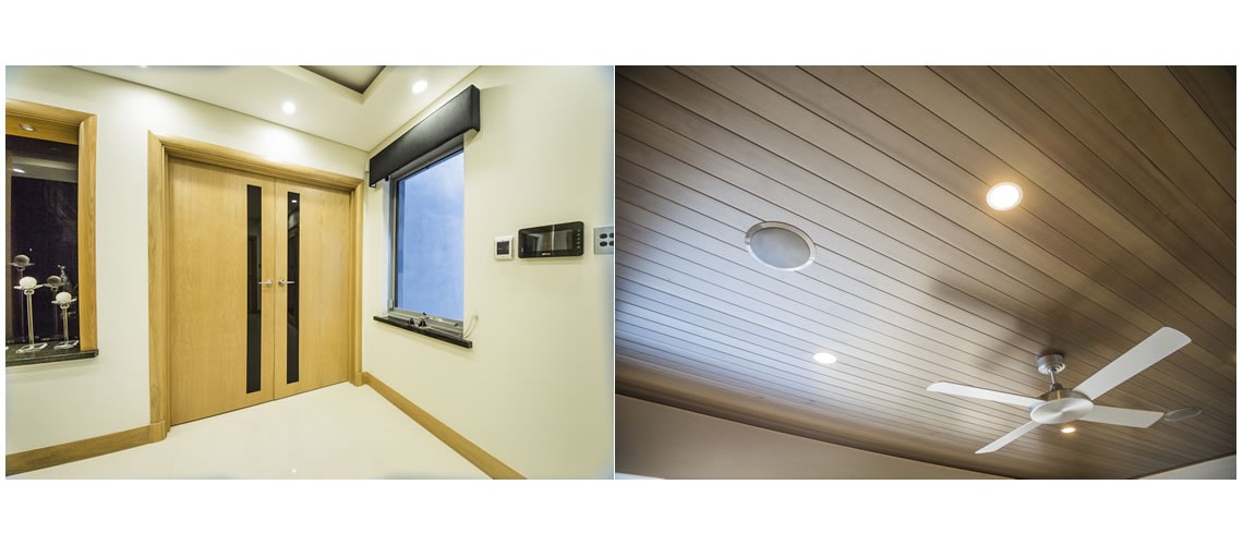 front door and ceiling